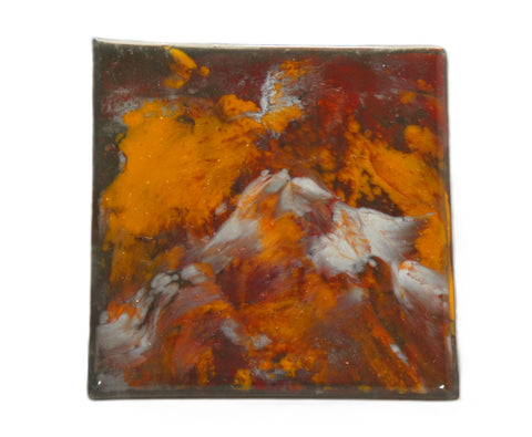 Wall panel - small.  abstract mountain orange with silver background
