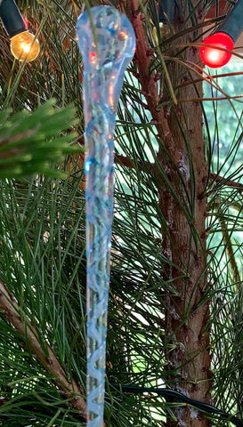 Christmas Icicle Decoration - Clear and light blue twist