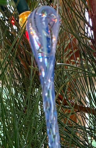 Christmas Icicle Decoration - Clear, white and light blue twist