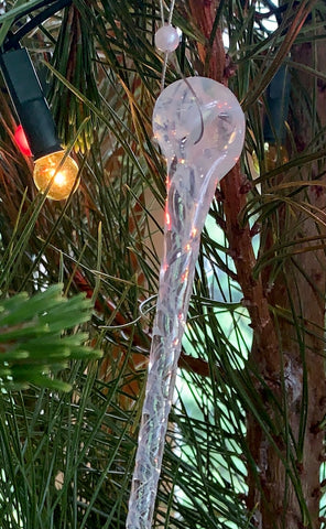 Christmas Icicle Decoration - Clear and white twist